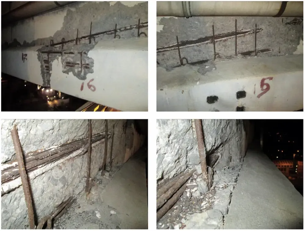 Ruggine negli stralli del Ponte Morandi